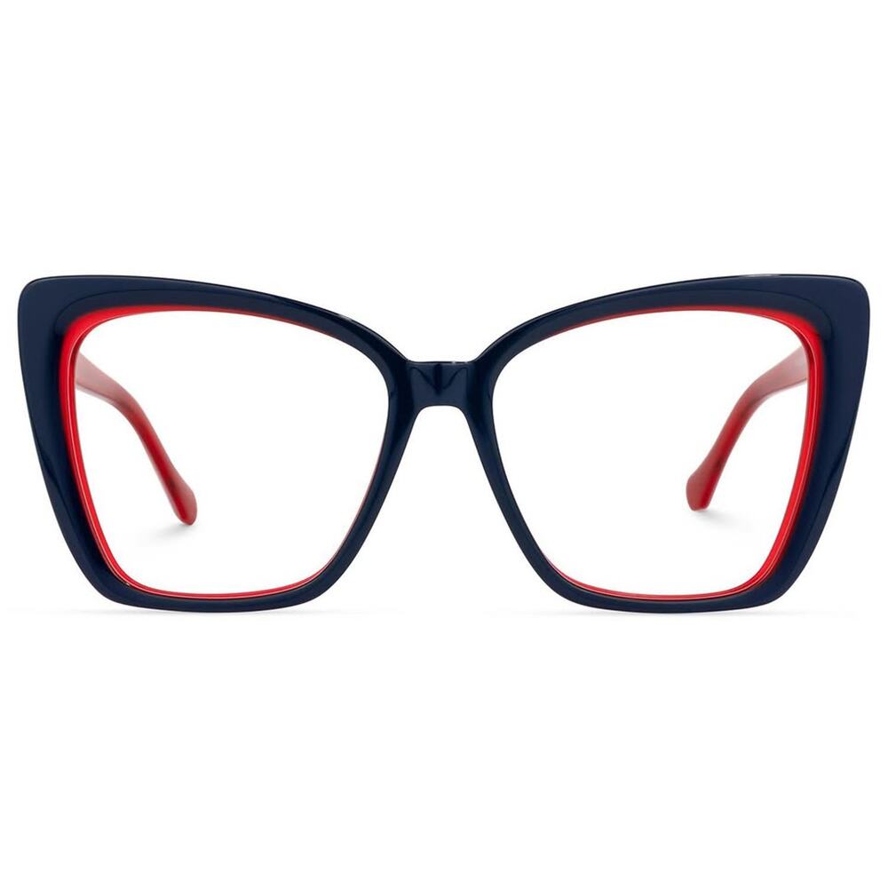 Shanell Butterfly Blue & Red Acetate Eyeglasses Frames w/ Clear Lenses